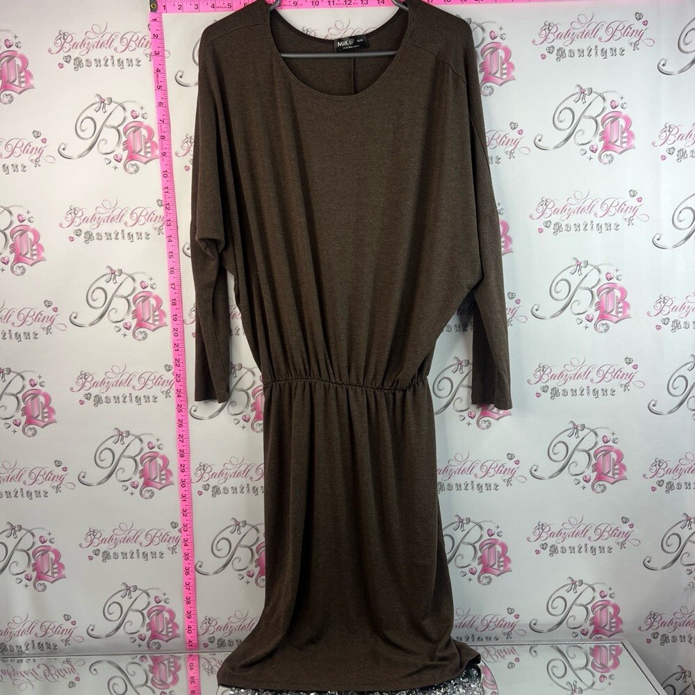 Miik dress stretchy flowy Everyday Elastic-Waist Midi Dress in Brown soft